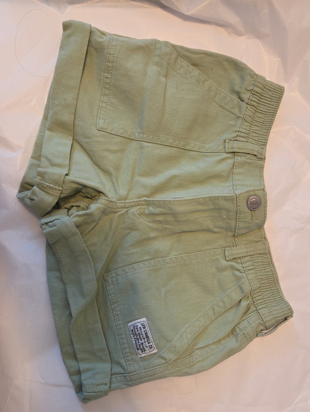 Levi's Light Sage Green High Rise Elastic Waist Shorts